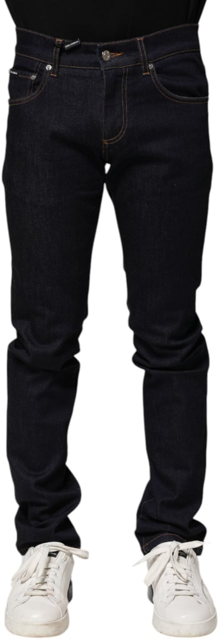 Dolce & Gabbana Black Cotton Skinny Men Denim Jeans Zwart