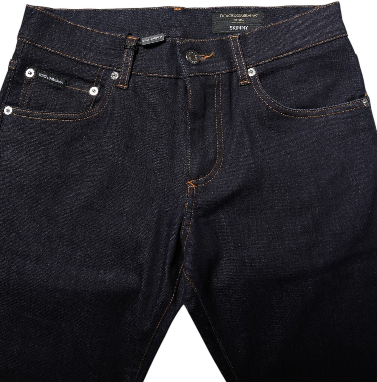 Dolce & Gabbana Black Cotton Skinny Men Denim Jeans Zwart