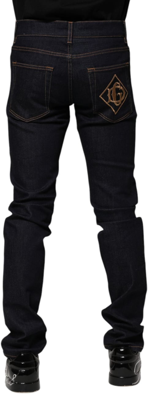 Dolce & Gabbana Black Cotton Skinny Men Denim Jeans Zwart