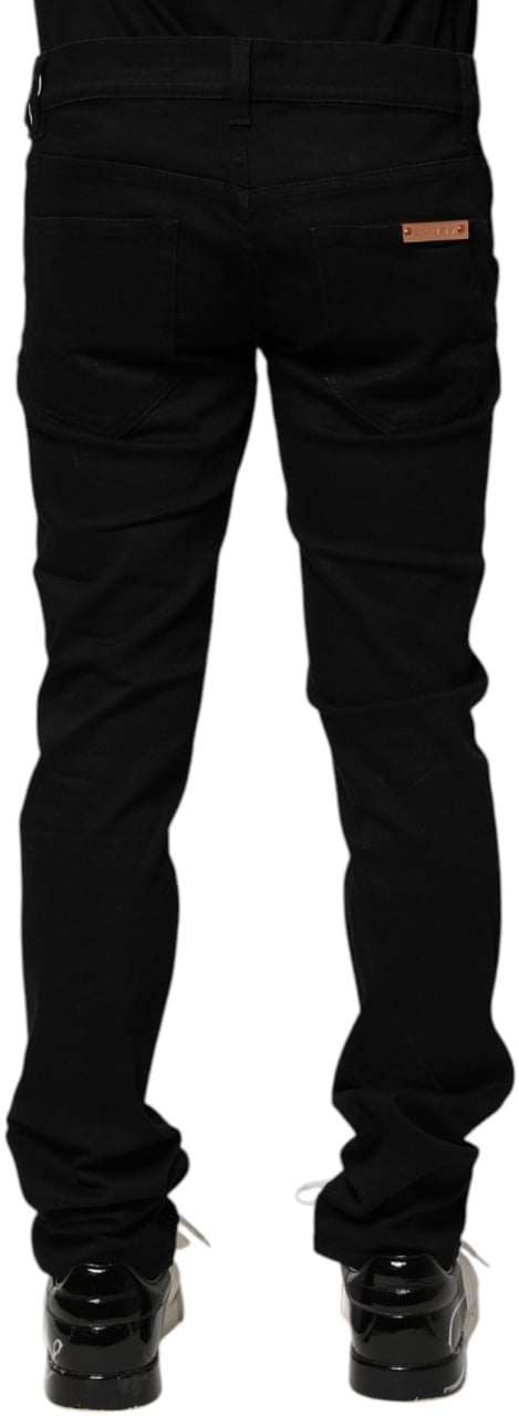 Dolce & Gabbana Black Cotton Skinny Men Denim Jeans Zwart