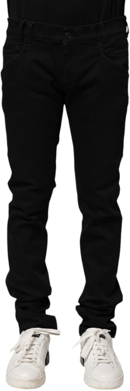 Dolce & Gabbana Black Cotton Skinny Men Denim Jeans Zwart