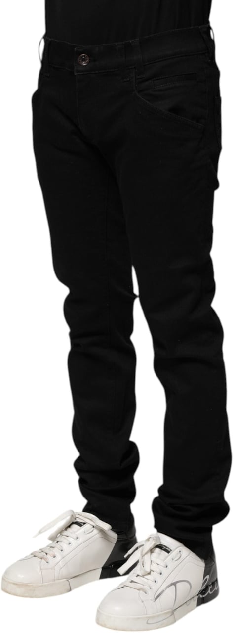 Dolce & Gabbana Black Cotton Skinny Men Denim Jeans Zwart