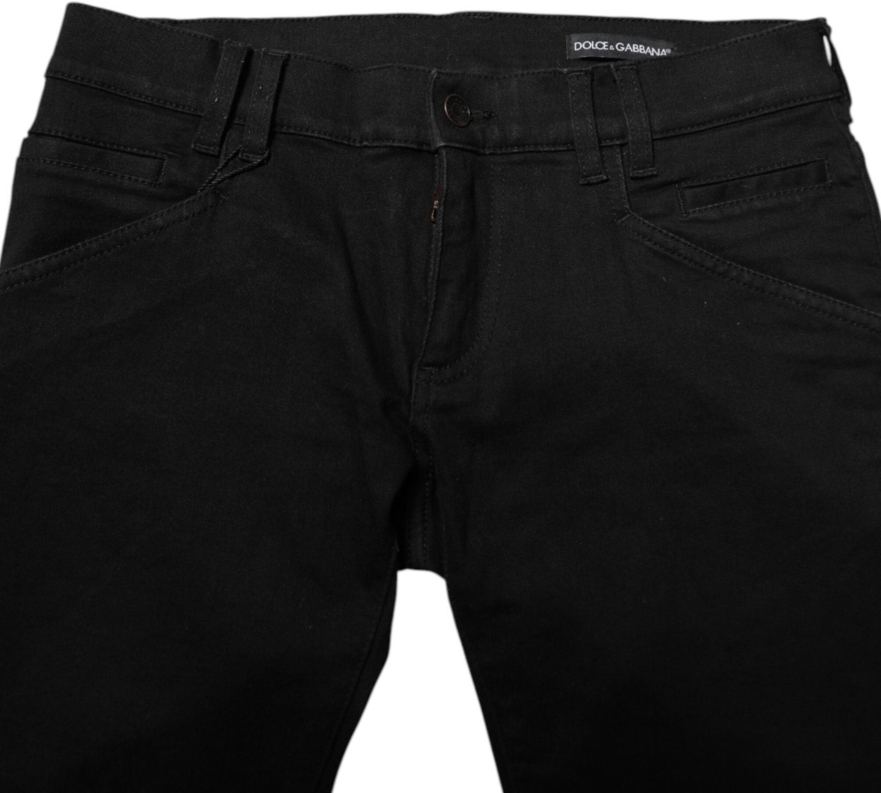 Dolce & Gabbana Black Cotton Skinny Men Denim Jeans Zwart