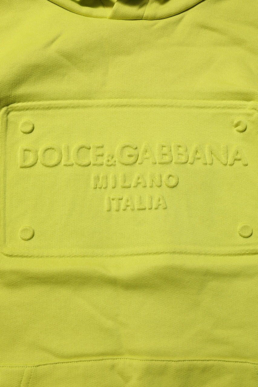 Dolce & Gabbana Green Cotton Hooded Logo Sweatshirt Sweater Groen