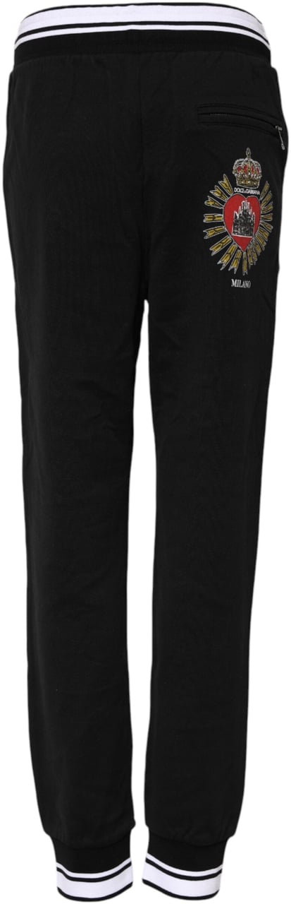 Dolce & Gabbana Black Cotton Mid Waist Jogger Pants Zwart