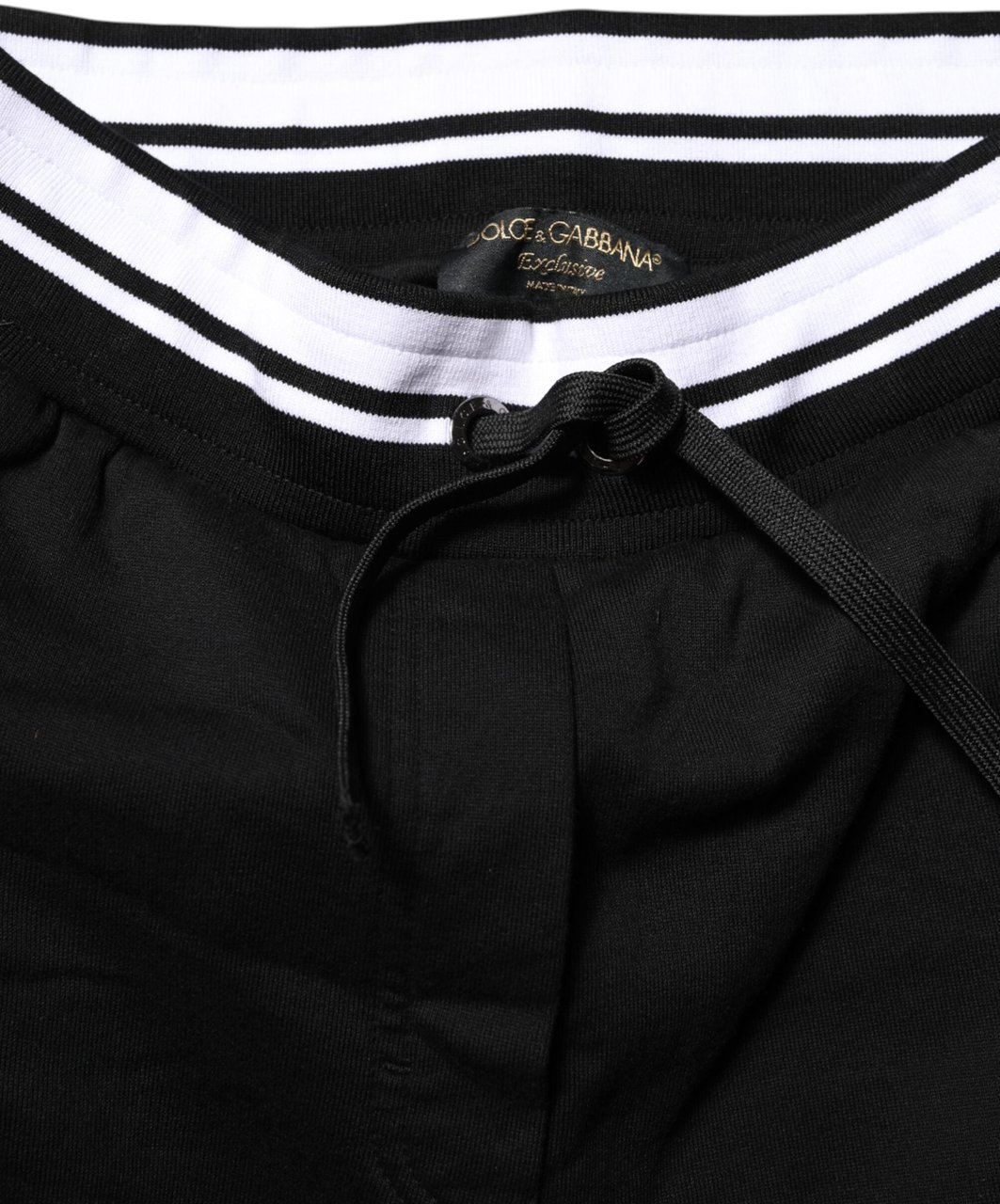 Dolce & Gabbana Black Cotton Mid Waist Jogger Pants Zwart