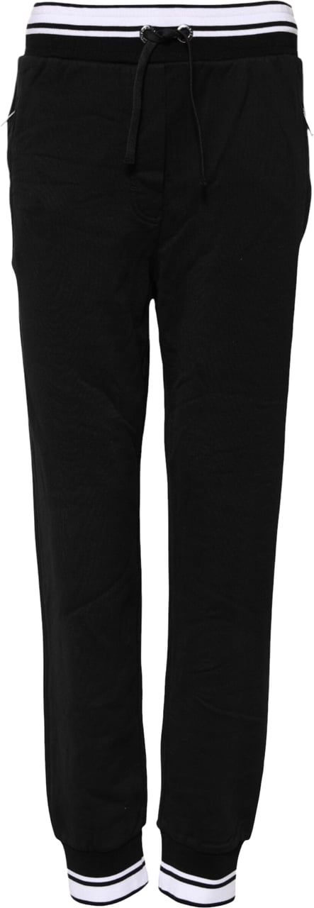 Dolce & Gabbana Black Cotton Mid Waist Jogger Pants Zwart