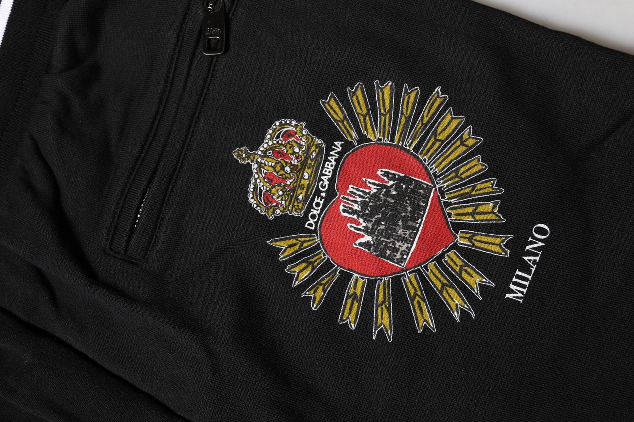 Dolce & Gabbana Black Cotton Mid Waist Jogger Pants Zwart