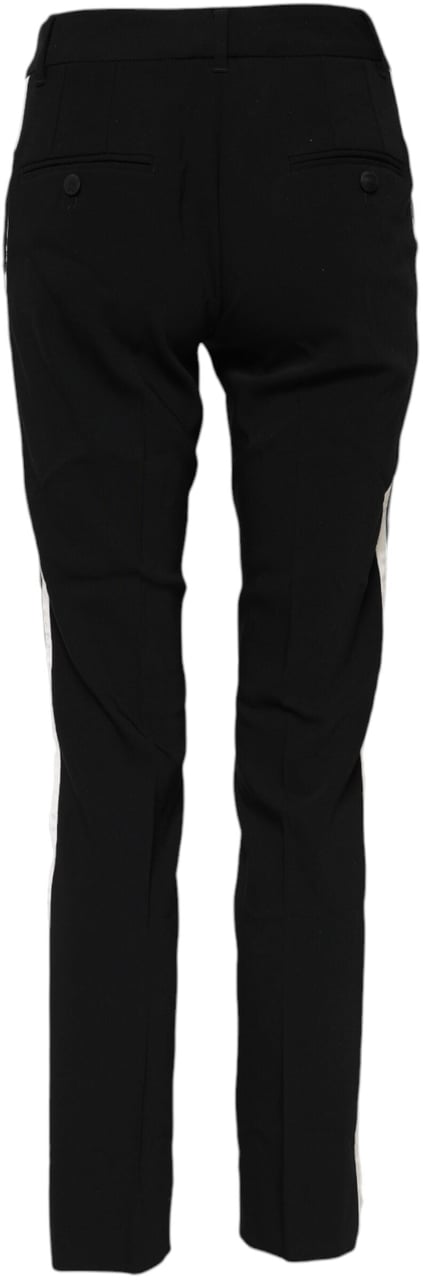 Dolce & Gabbana Black Wool Mid Waisted Tapered Dress Pants Zwart