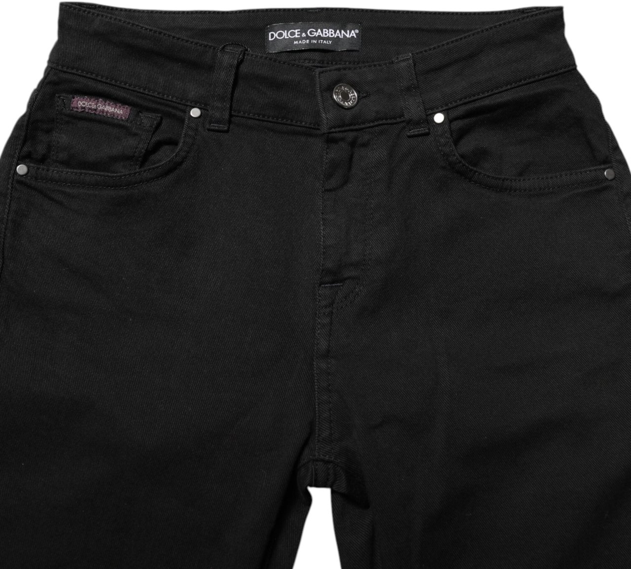 Dolce & Gabbana Black Skinny Cotton Mid Waisted Denim Jeans Zwart