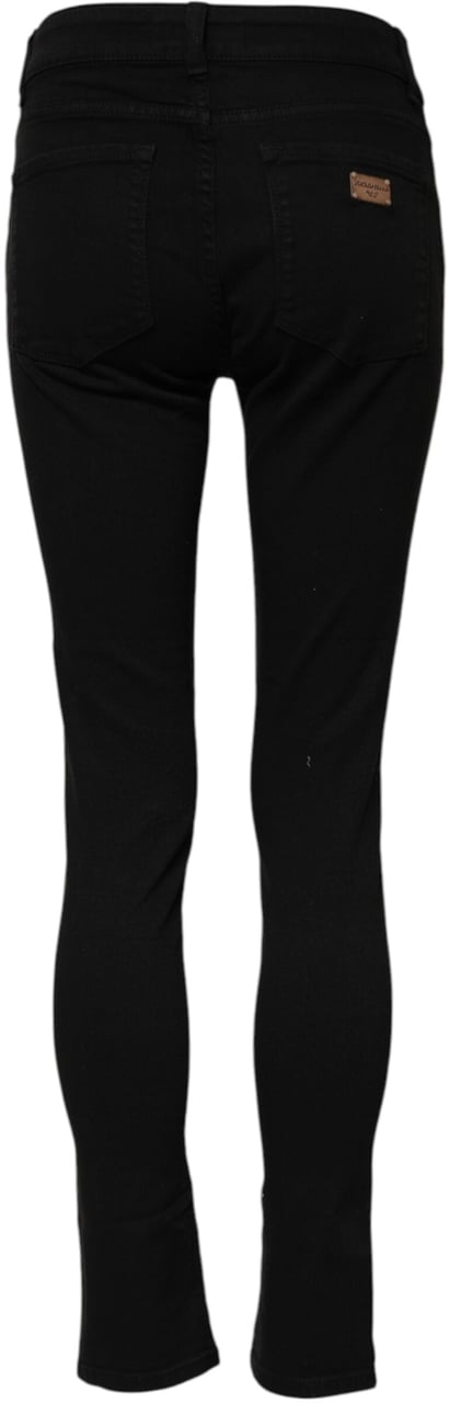 Dolce & Gabbana Black Skinny Cotton Mid Waisted Denim Jeans Zwart