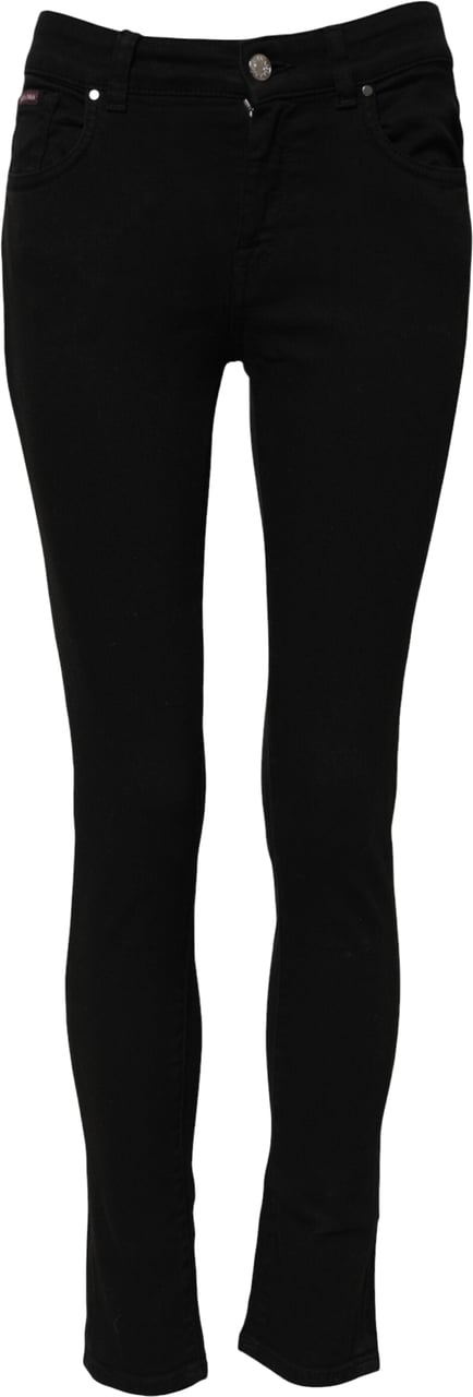 Dolce & Gabbana Black Skinny Cotton Mid Waisted Denim Jeans Zwart