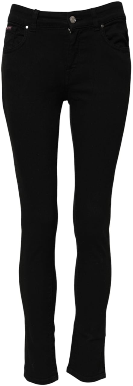 Dolce & Gabbana Black Skinny Cotton Mid Waisted Denim Jeans Zwart