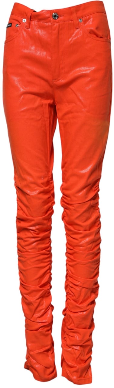 Dolce & Gabbana Orange Cotton High Waisted Denim Jeans Oranje