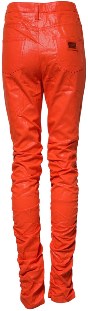 Dolce & Gabbana Orange Cotton High Waisted Denim Jeans Oranje
