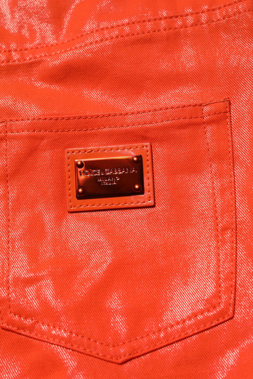 Dolce & Gabbana Orange Cotton High Waisted Denim Jeans Oranje