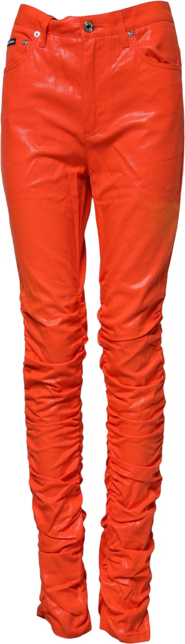 Dolce & Gabbana Orange Cotton High Waisted Denim Jeans Oranje