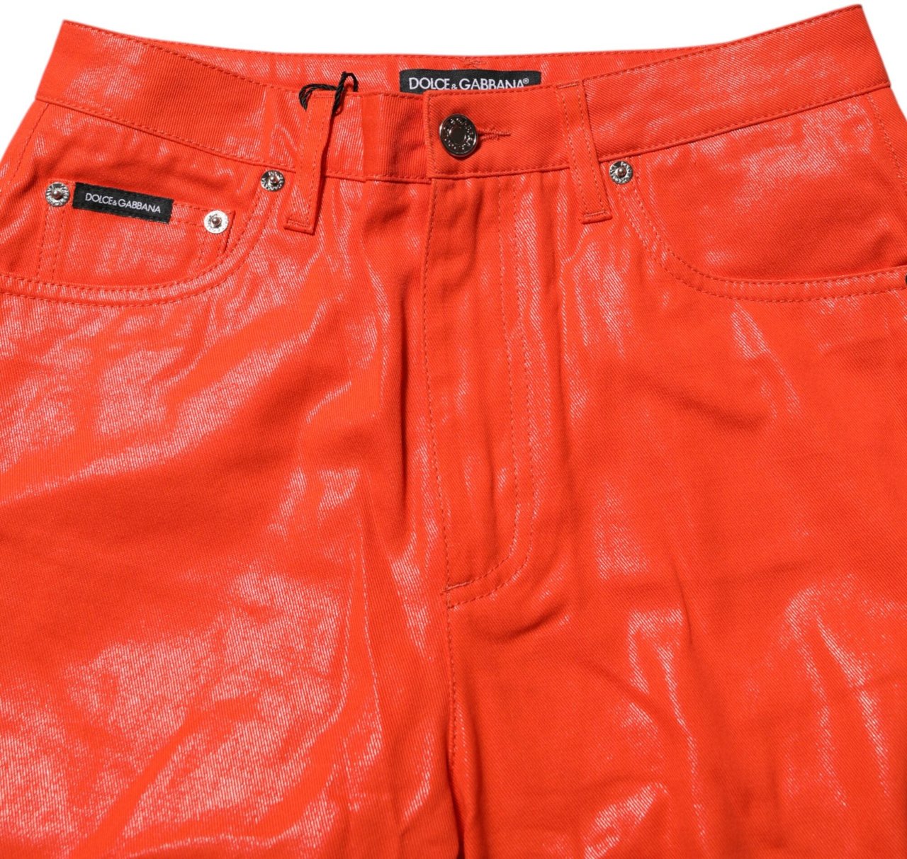 Dolce & Gabbana Orange Cotton High Waisted Denim Jeans Oranje