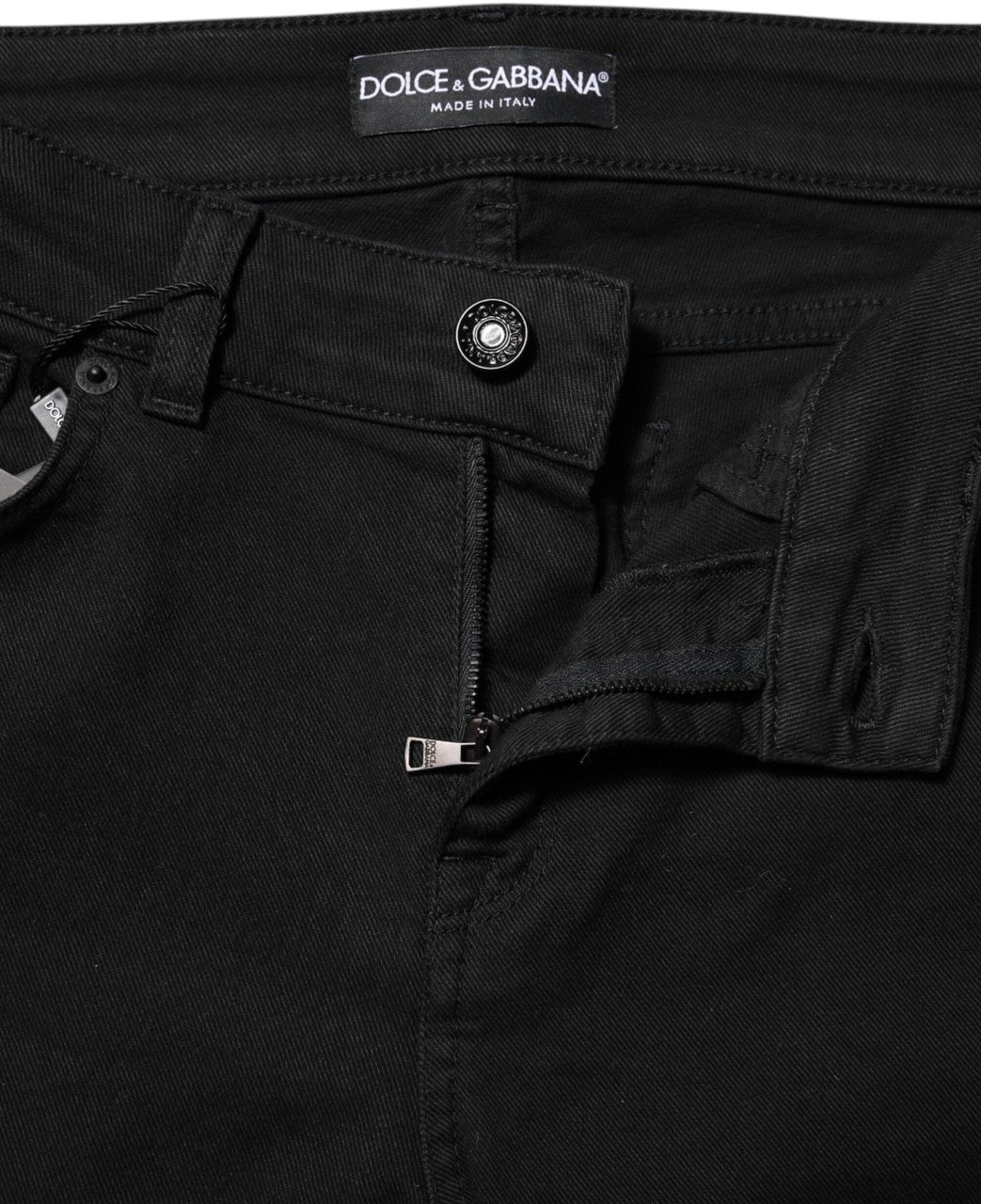 Dolce & Gabbana Black Cotton Skinny Mid Waisted Denim Jeans Zwart