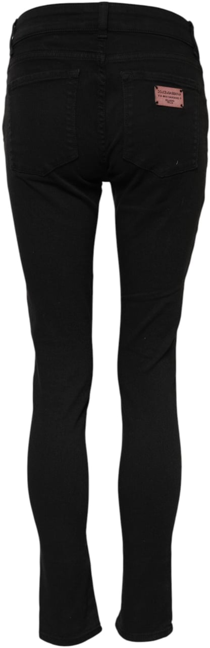 Dolce & Gabbana Black Cotton Skinny Mid Waisted Denim Jeans Zwart