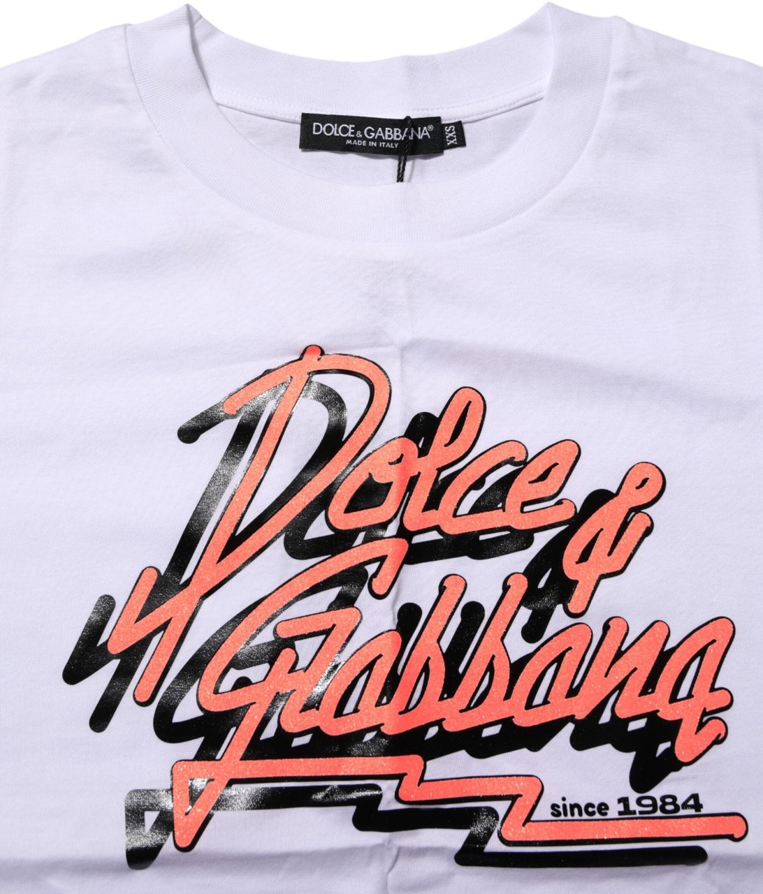 Dolce & Gabbana White Cotton Graphic Print Crew Neck T-shirt Wit