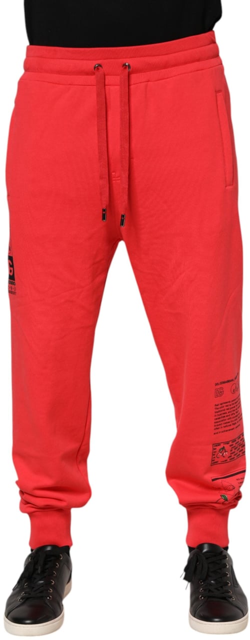 Dolce & Gabbana Red Cotton Men Jogger Sweatpants Pants Rood