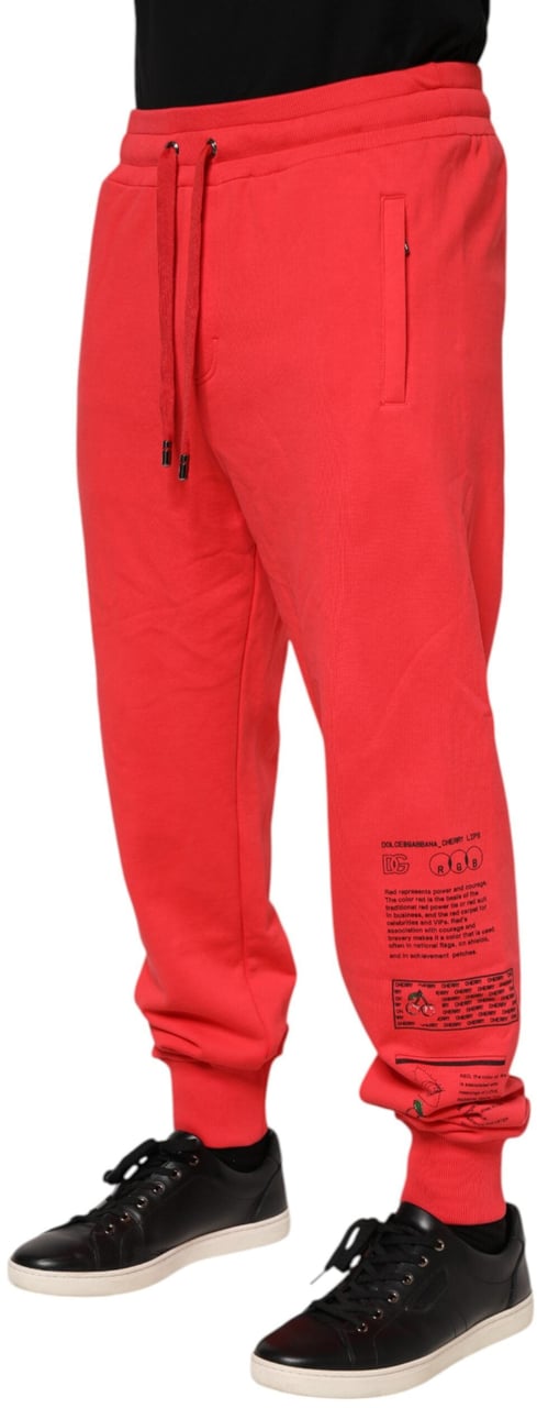 Dolce & Gabbana Red Cotton Men Jogger Sweatpants Pants Rood