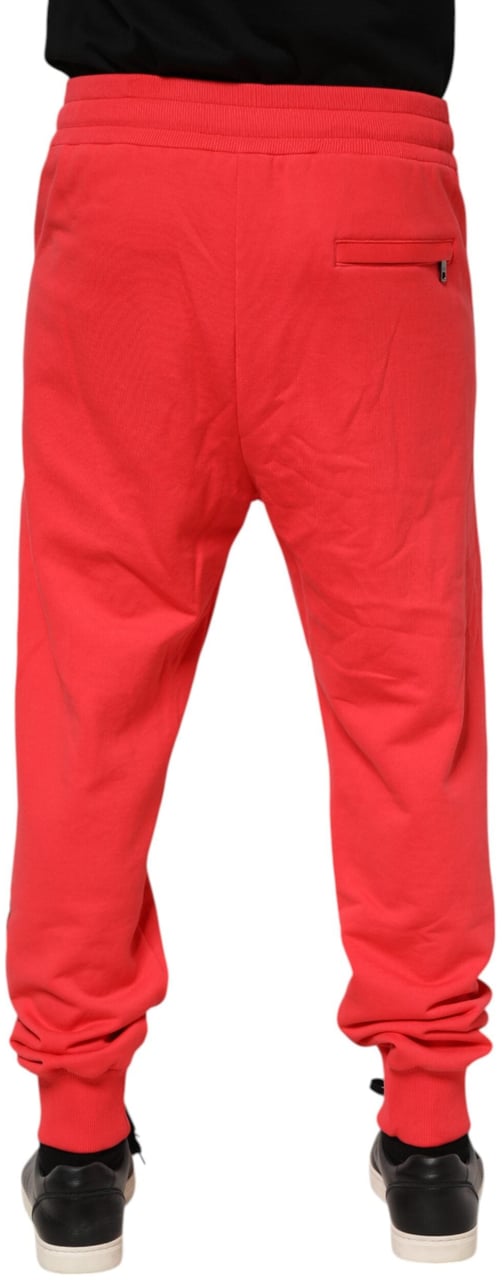 Dolce & Gabbana Red Cotton Men Jogger Sweatpants Pants Rood