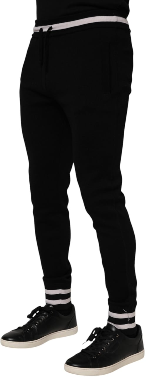 Dolce & Gabbana Black Cotton Men Jogger Sweatpants Pants Zwart