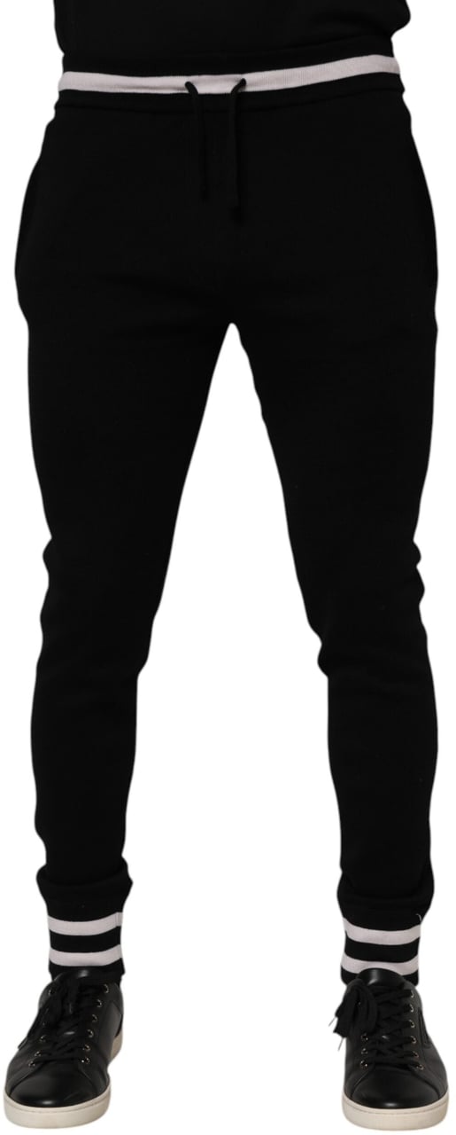 Dolce & Gabbana Black Cotton Men Jogger Sweatpants Pants Zwart