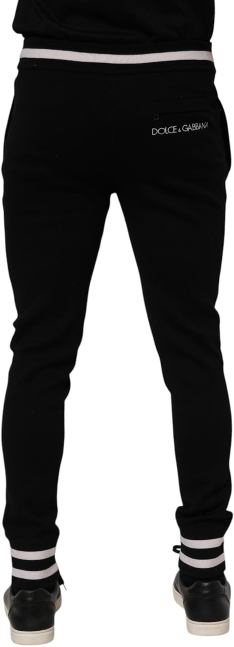 Dolce & Gabbana Black Cotton Men Jogger Sweatpants Pants Zwart
