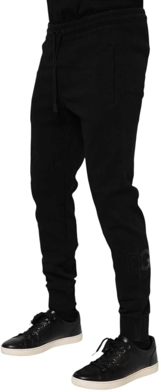 Dolce & Gabbana Black Cotton Men Jogger Sweatpants Pants Zwart