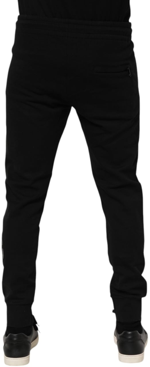 Dolce & Gabbana Black Cotton Men Jogger Sweatpants Pants Zwart