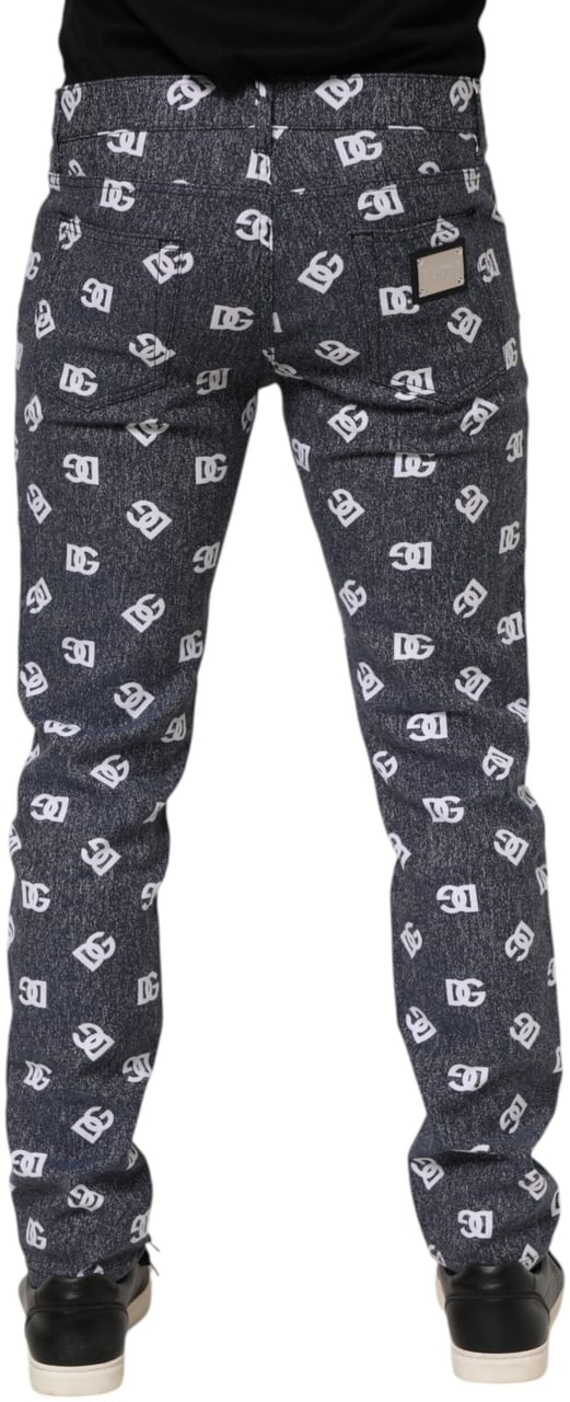 Dolce & Gabbana Dark Gray Logo Cotton Skinny Slim Denim Jeans Grijs