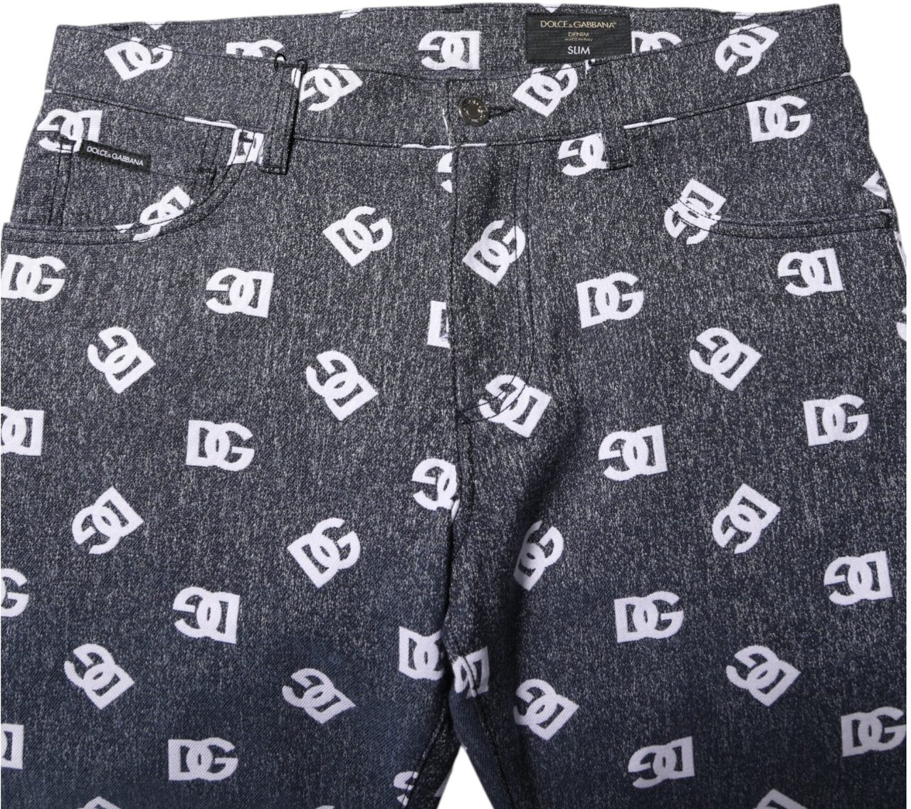 Dolce & Gabbana Dark Gray Logo Cotton Skinny Slim Denim Jeans Grijs