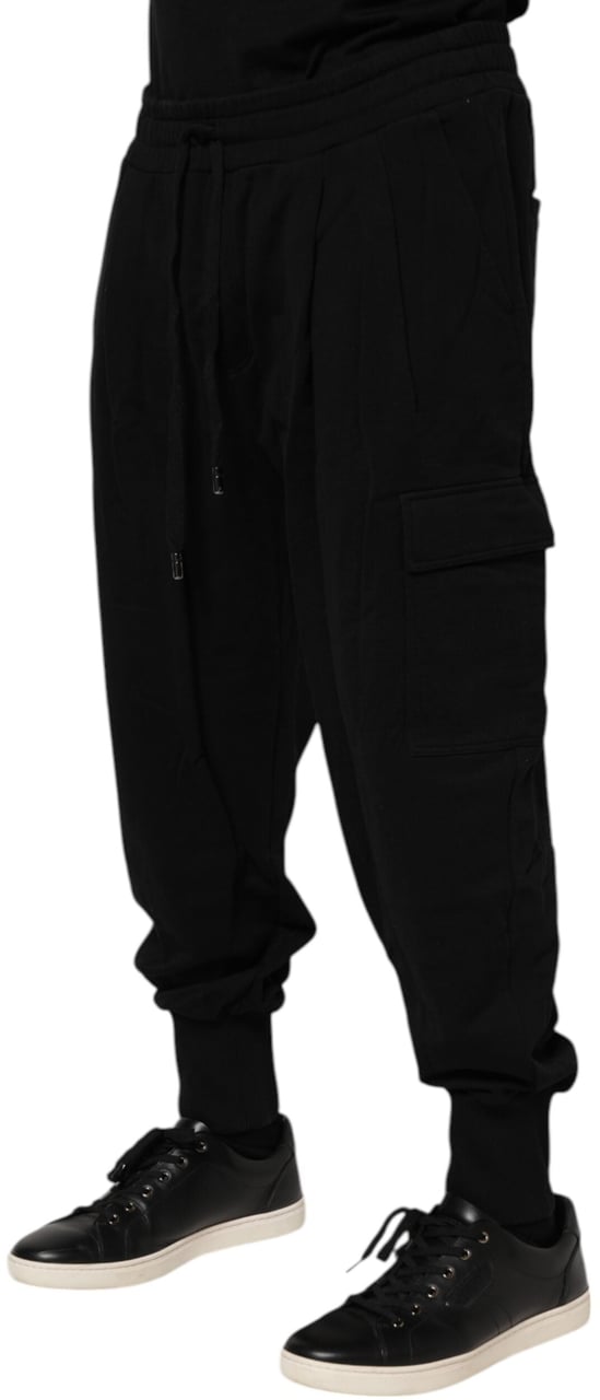Dolce & Gabbana Black Cotton Logo Jogger Sweatpants Pants Zwart