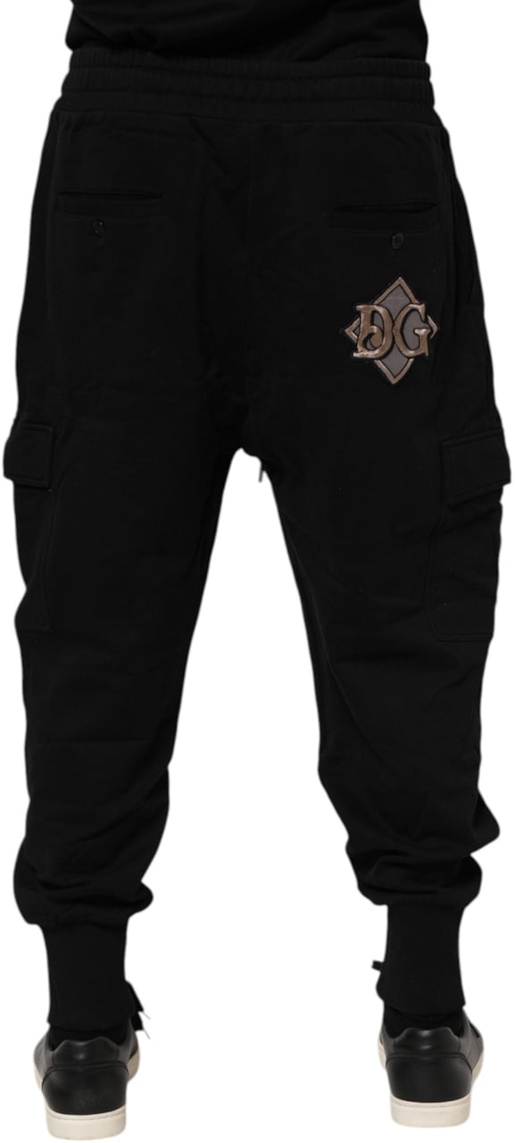 Dolce & Gabbana Black Cotton Logo Jogger Sweatpants Pants Zwart