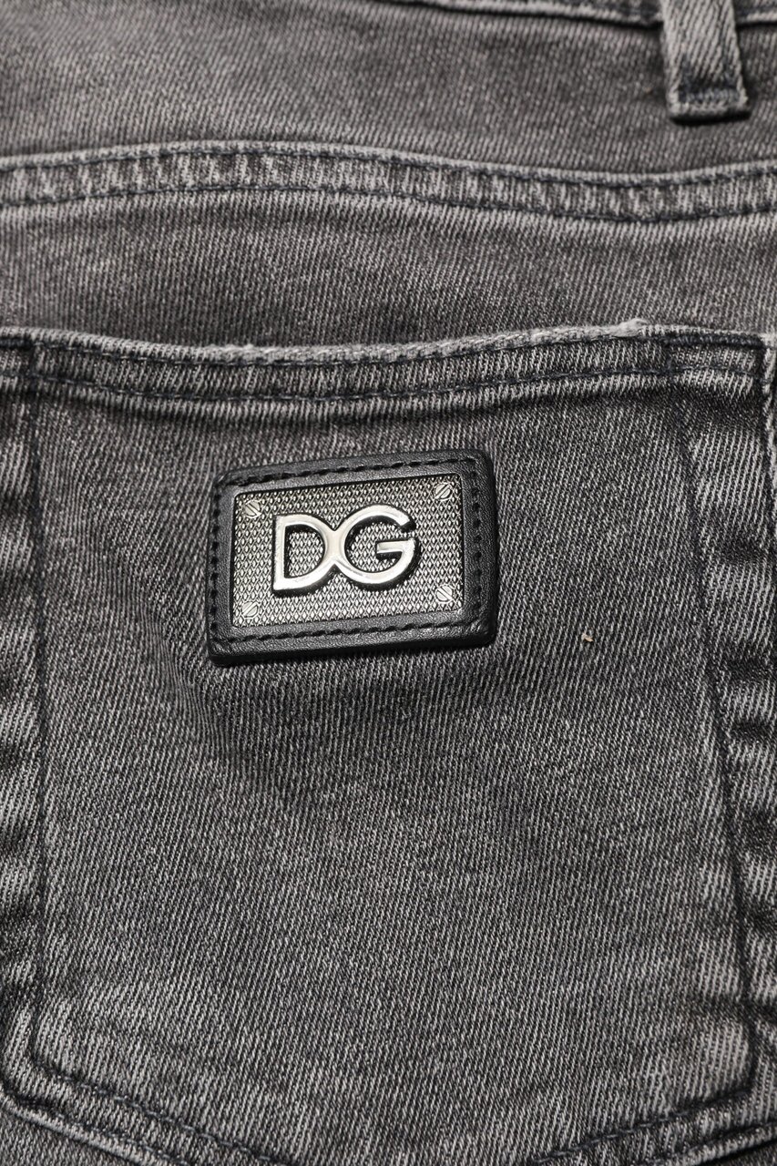 Dolce & Gabbana Gray Cotton Logo Plaque Men Denim Jeans Grijs