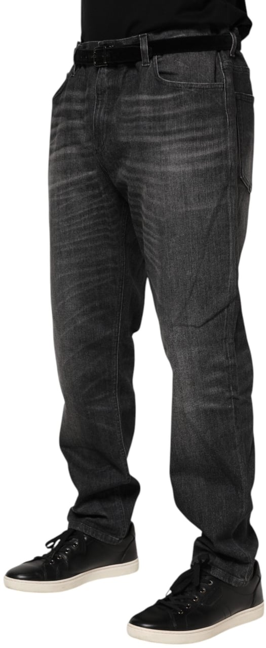 Dolce & Gabbana Gray Washed Cotton Loose Denim Jeans Grijs