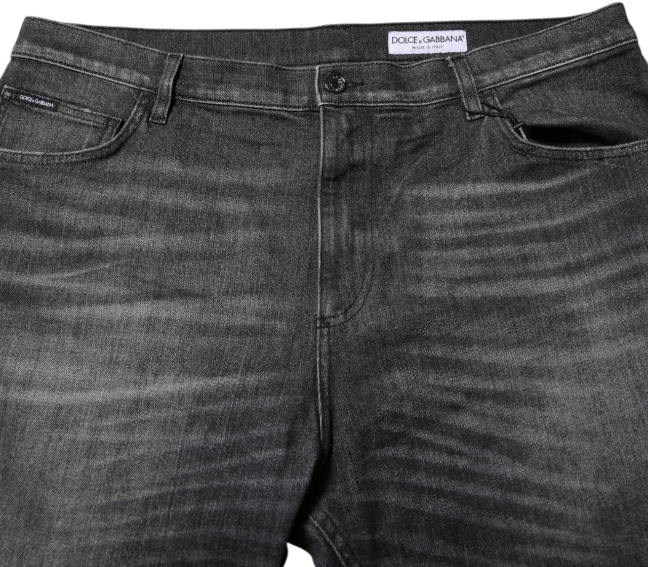 Dolce & Gabbana Gray Washed Cotton Loose Denim Jeans Grijs