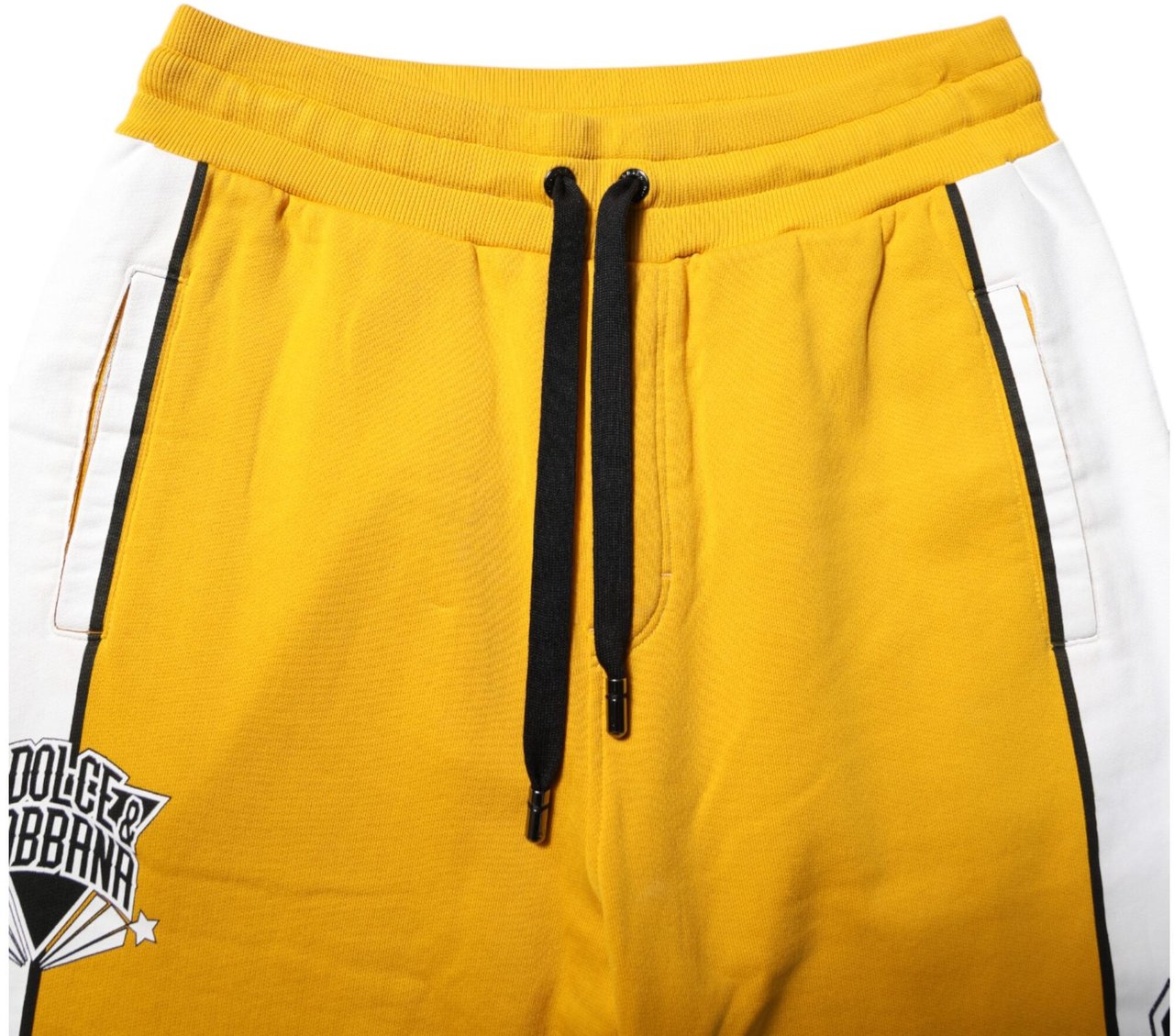 Dolce & Gabbana Yellow Print Cotton Drawstring Jogger Pants Geel