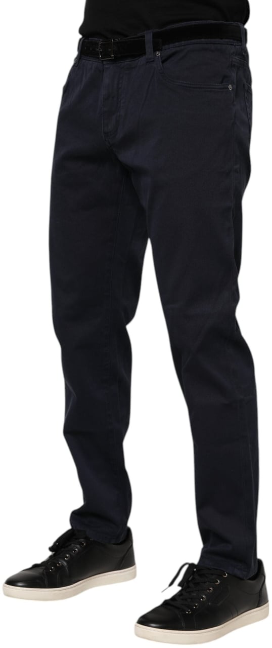 Dolce & Gabbana Blue Cotton Tapered Denim Jeans Bruin