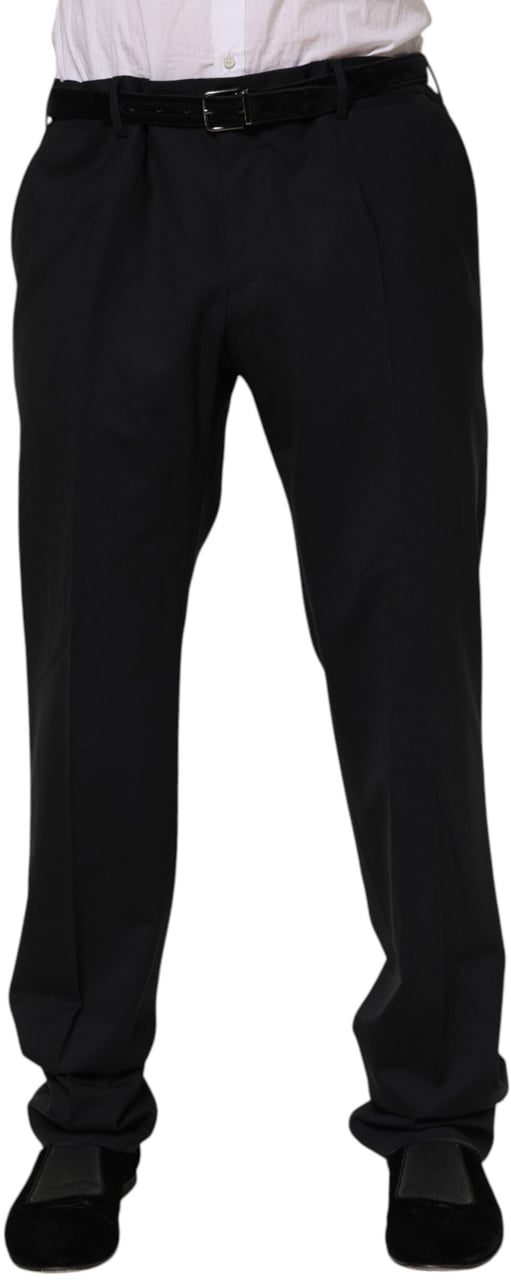 Dolce & Gabbana Black Wool Formal Dress Pants Zwart