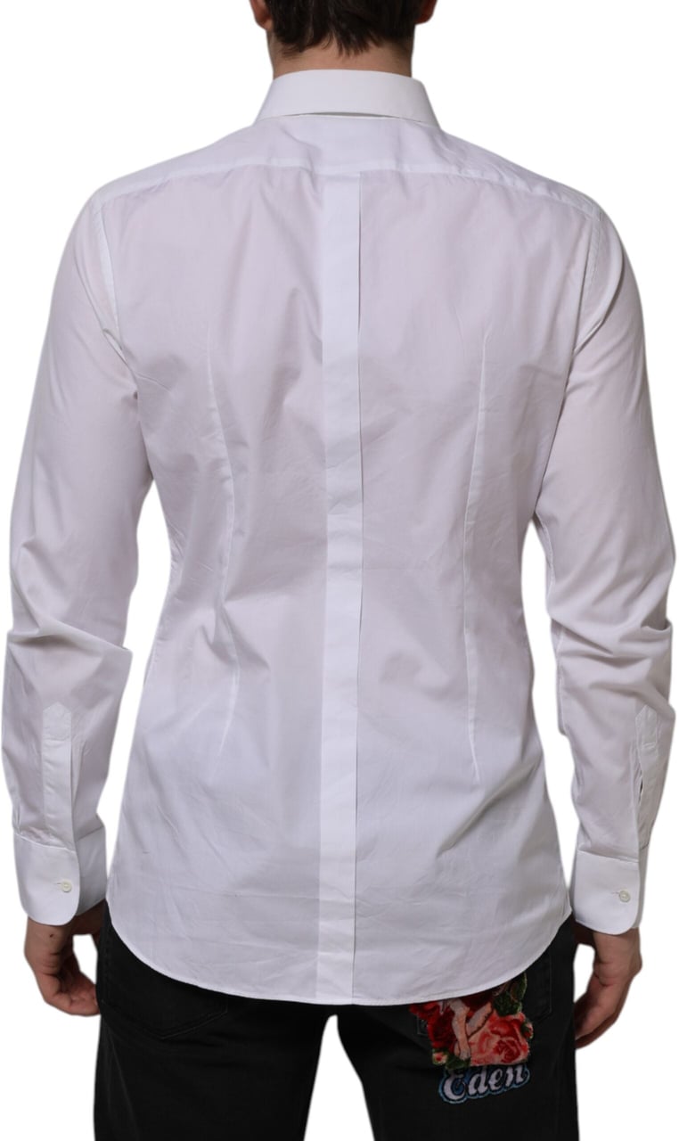 Dolce & Gabbana White Bib Cotton Poplin GOLD Formal Shirt Wit