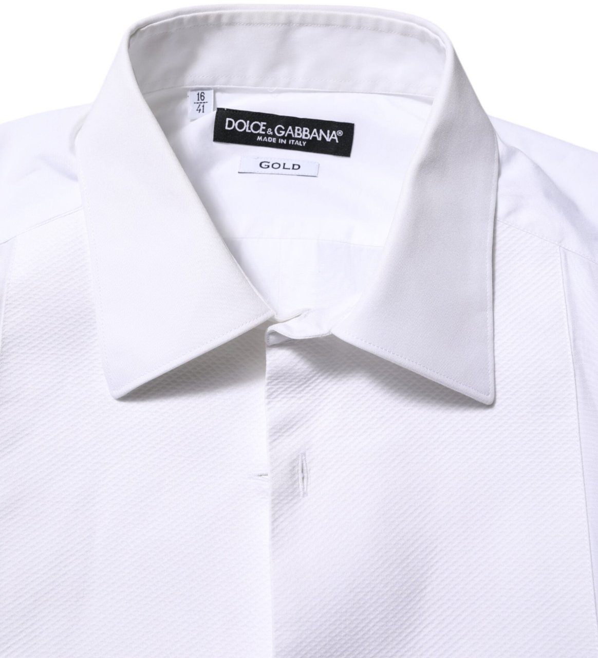 Dolce & Gabbana White Bib Cotton Poplin GOLD Formal Shirt Wit