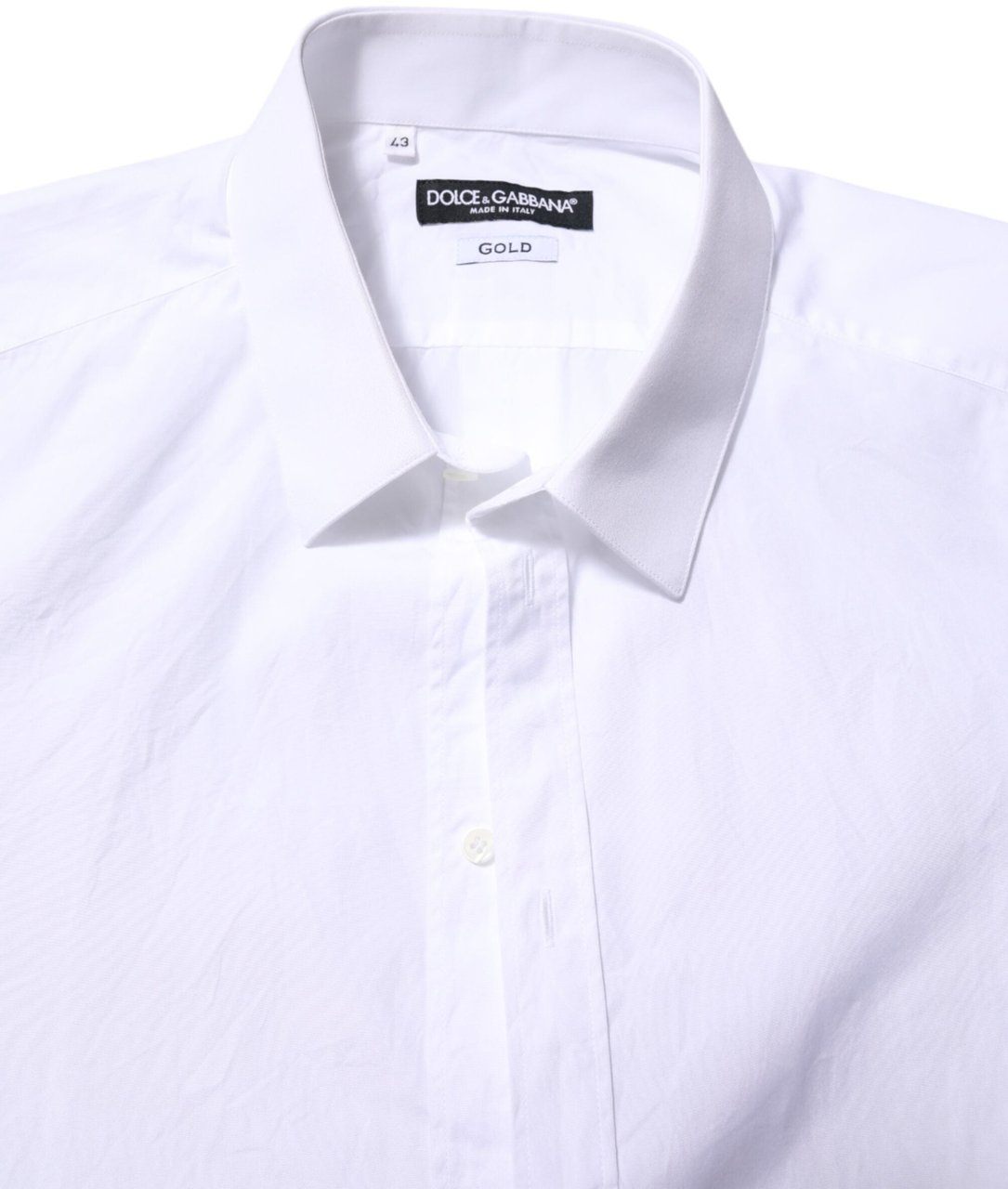 Dolce & Gabbana White Cotton GOLD Long Sleeves Formal Shirt Wit