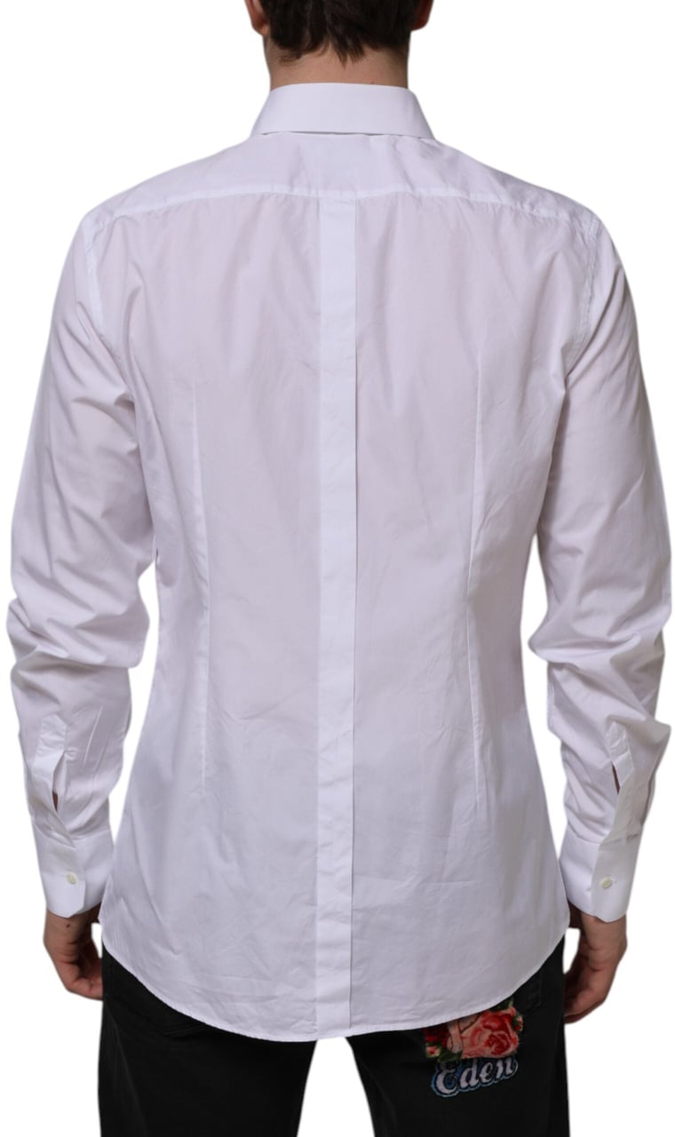 Dolce & Gabbana White Cotton GOLD Long Sleeves Formal Shirt Wit