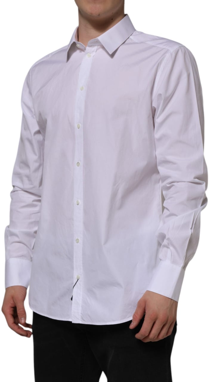 Dolce & Gabbana White Cotton GOLD Long Sleeves Formal Shirt Wit