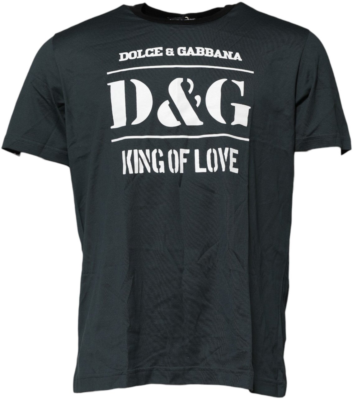 Dolce & Gabbana Black Cotton Printed Short Sleeves T-shirt Zwart
