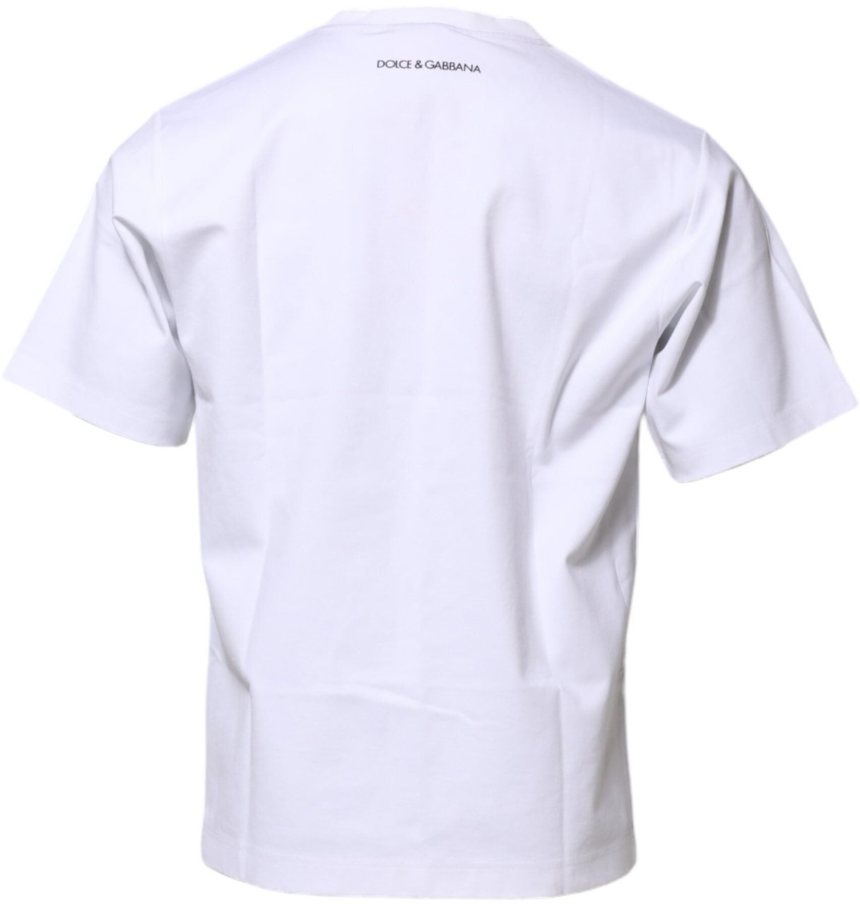 Dolce & Gabbana White Cotton Crew Neck Graphic Print T-shirt Wit